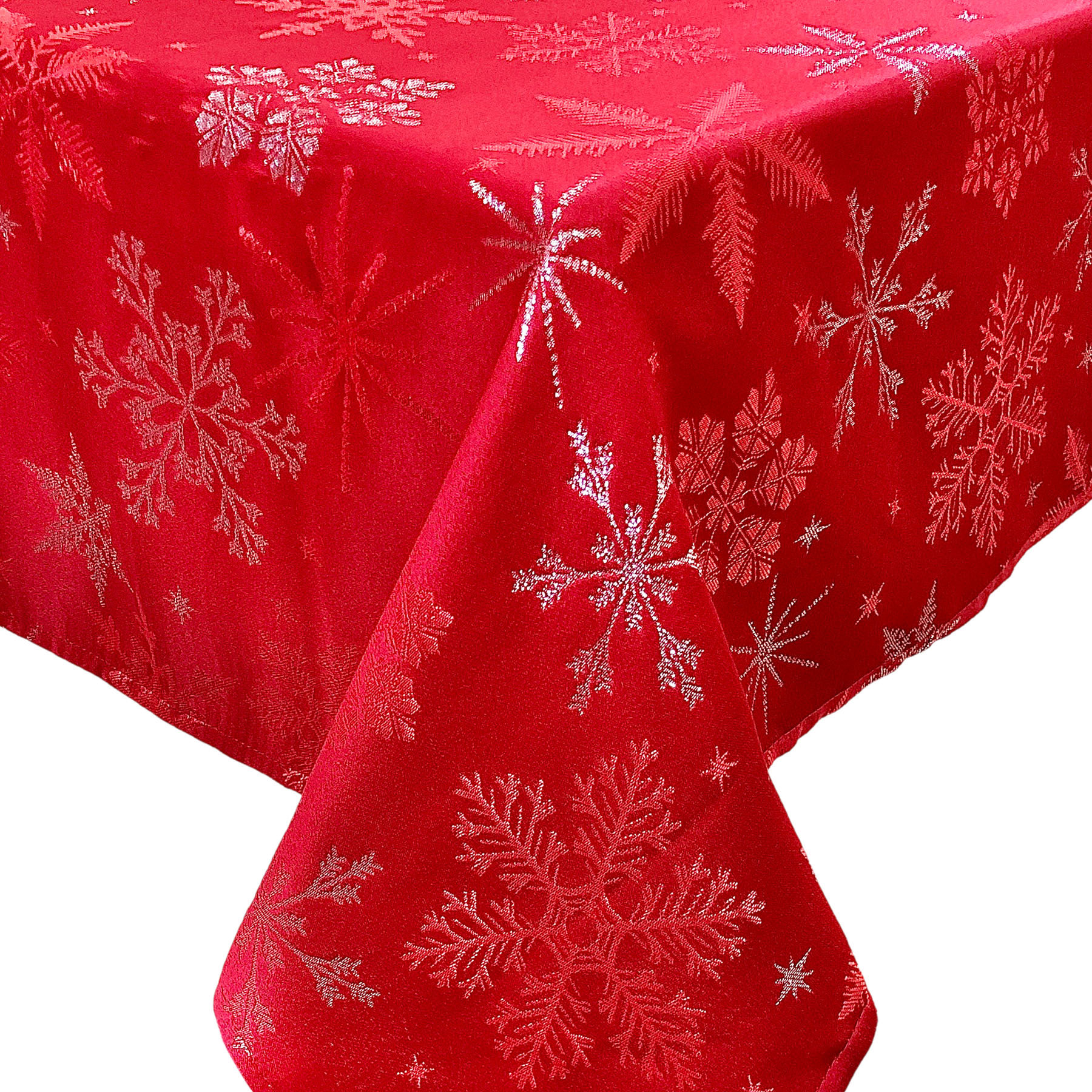 The Holiday Aisle® Efmorfia Holiday Red Snowflakes Metallic Jacquard